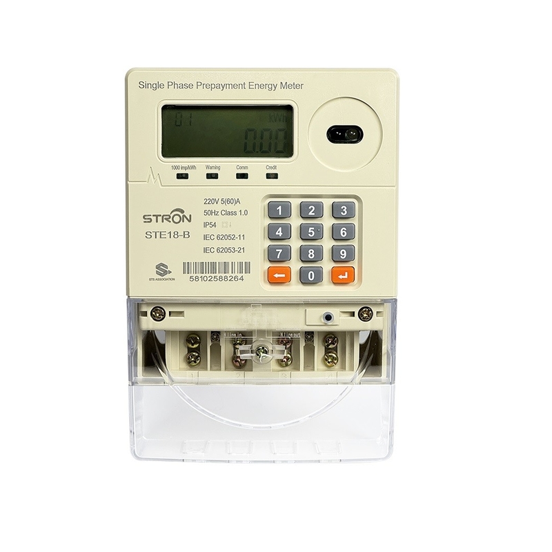 IP54 Contador de eletricidade multi-tarifa inteligente/anti-manipulação/limite de energia pré-pago de teclado de fase única com software de venda