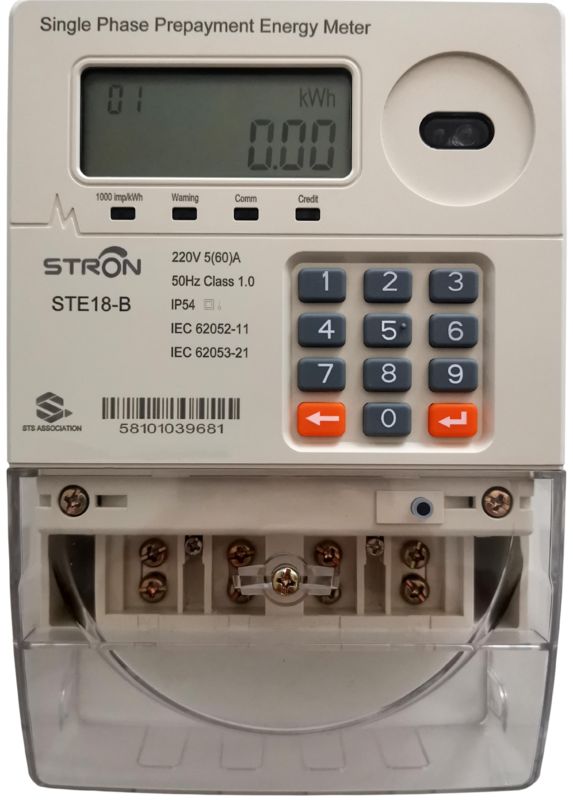 Prepagamento Smart Prepaid Electricity Meter de fase única com software de venda Stronpay que fornece dados de pré-pagamento e consumo de eletricidade