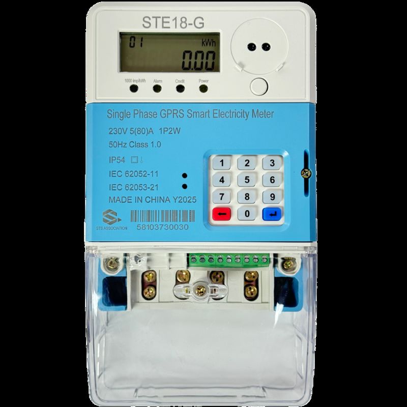 Modulo 4G e RF Controle remoto sem fio Medidor pré-pago elétrico monofásico - Encriptação segura STS, redefinição e anti-tampering, medidor de energia inteligente pré-pago