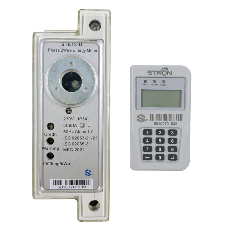 IP54 DIN metro pré-pago monofásico de trilho com suporte a PLC, LoRa, RF e protocolos de dois fiosClasse 1 Classe de precisão Otimizada para e Calibração do medidor elétrico