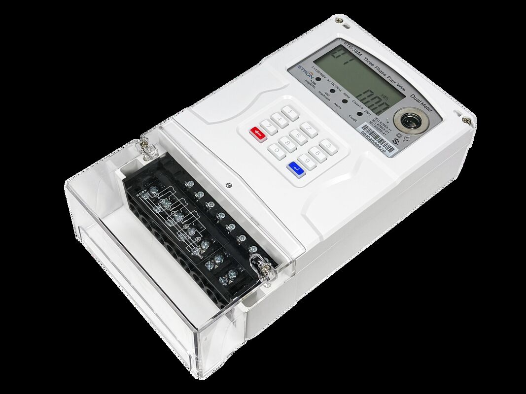 Medidor de eletricidade trifásico de dupla fonte alterna automaticamente a medição entre as fontes da rede e do gerador