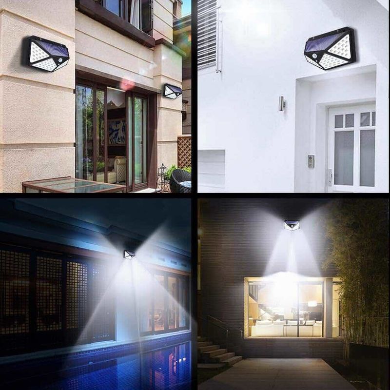 Luzes exteriores solares do corredor da indução do corpo das lâmpadas de parede 100LED do pátio