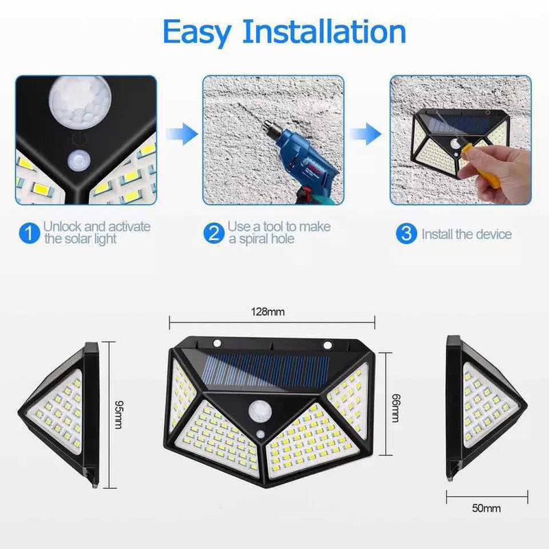 Luzes exteriores solares do corredor da indução do corpo das lâmpadas de parede 100LED do pátio